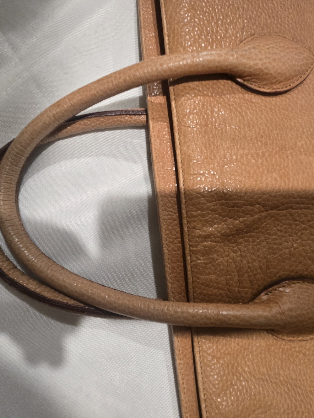 Susie Tompkins Large Pebbled Leather Tote in Tan - Picture 3 of 9